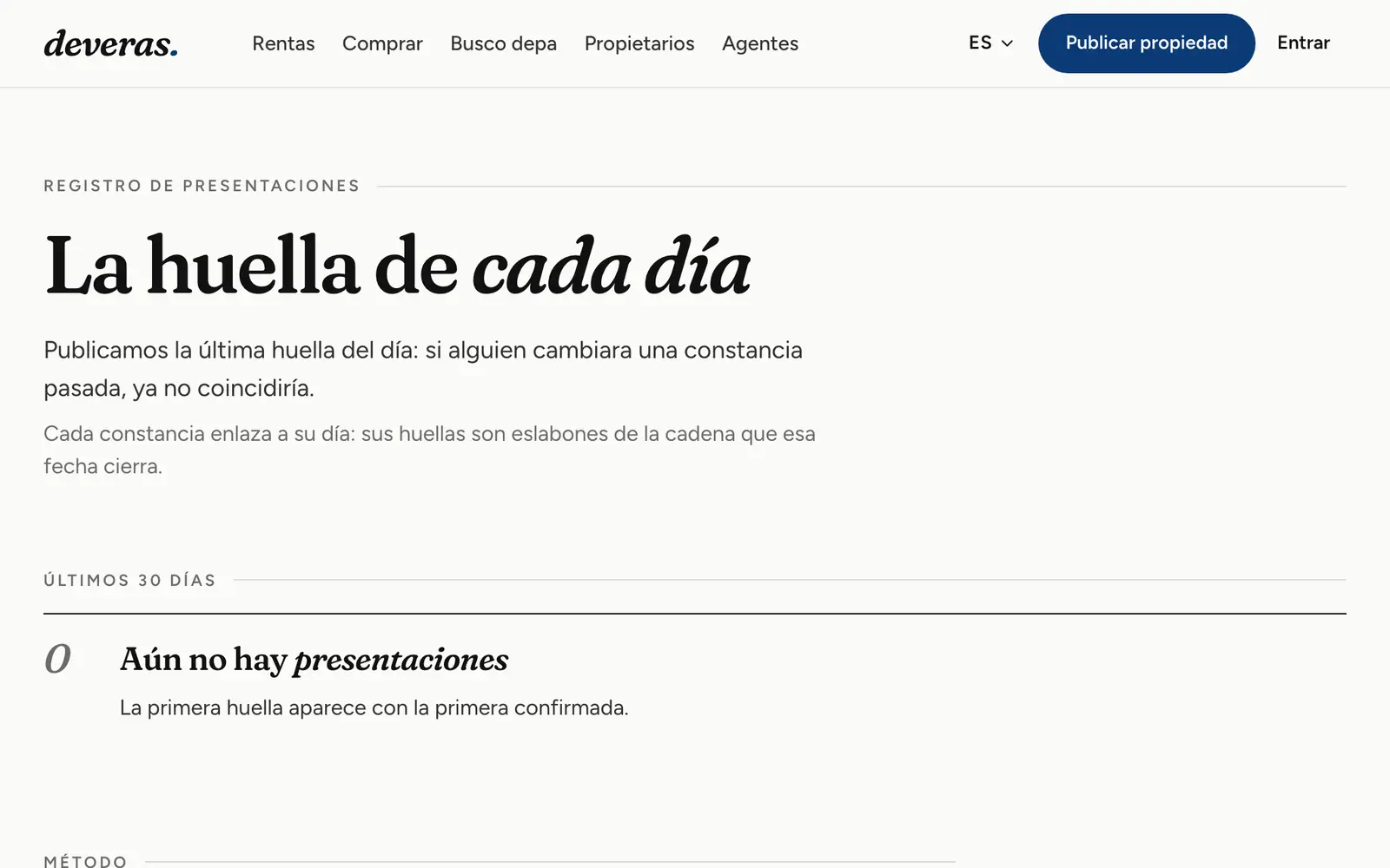 Registro público de constancias, con la huella del día