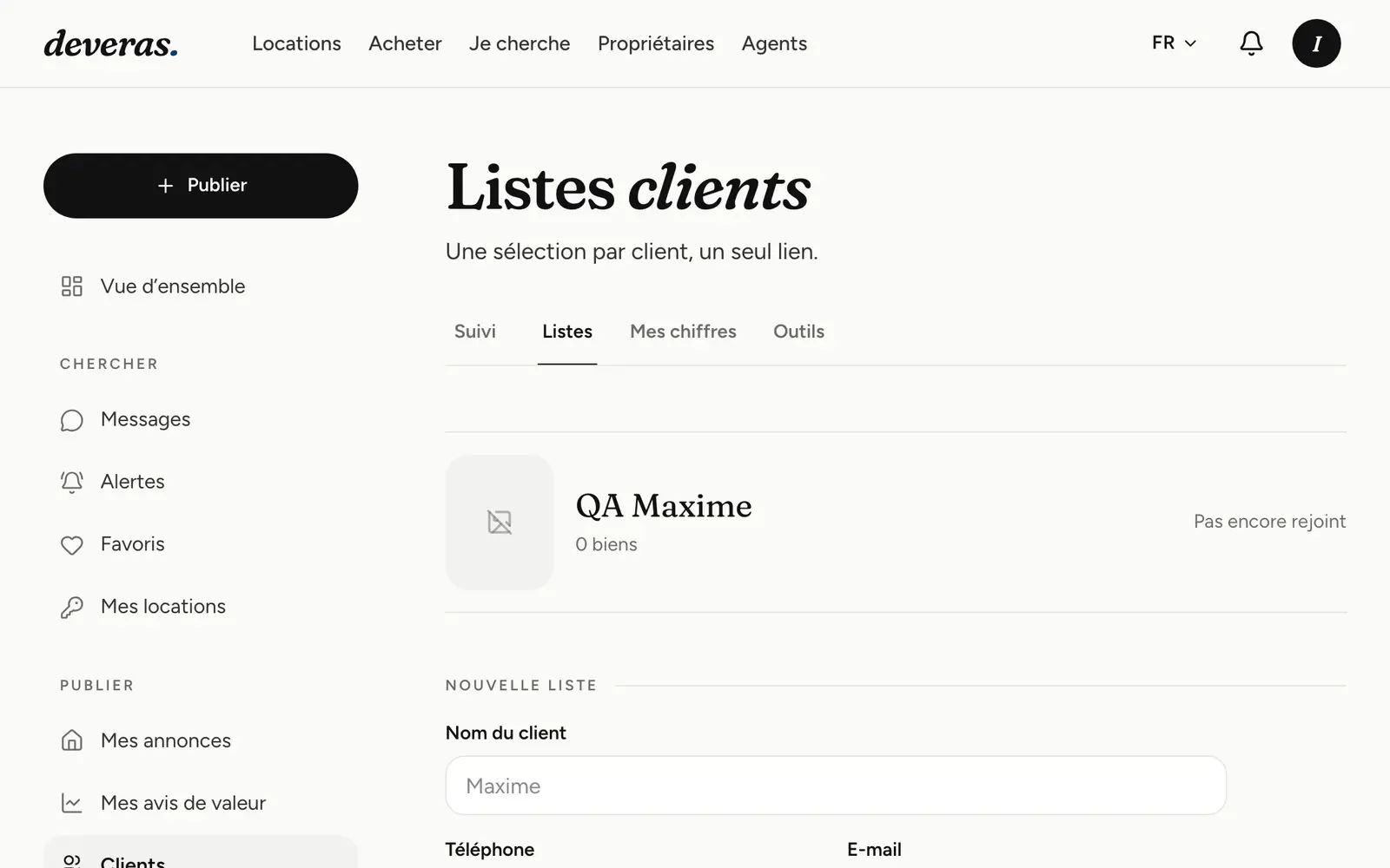 Une sélection de biens préparée pour un client