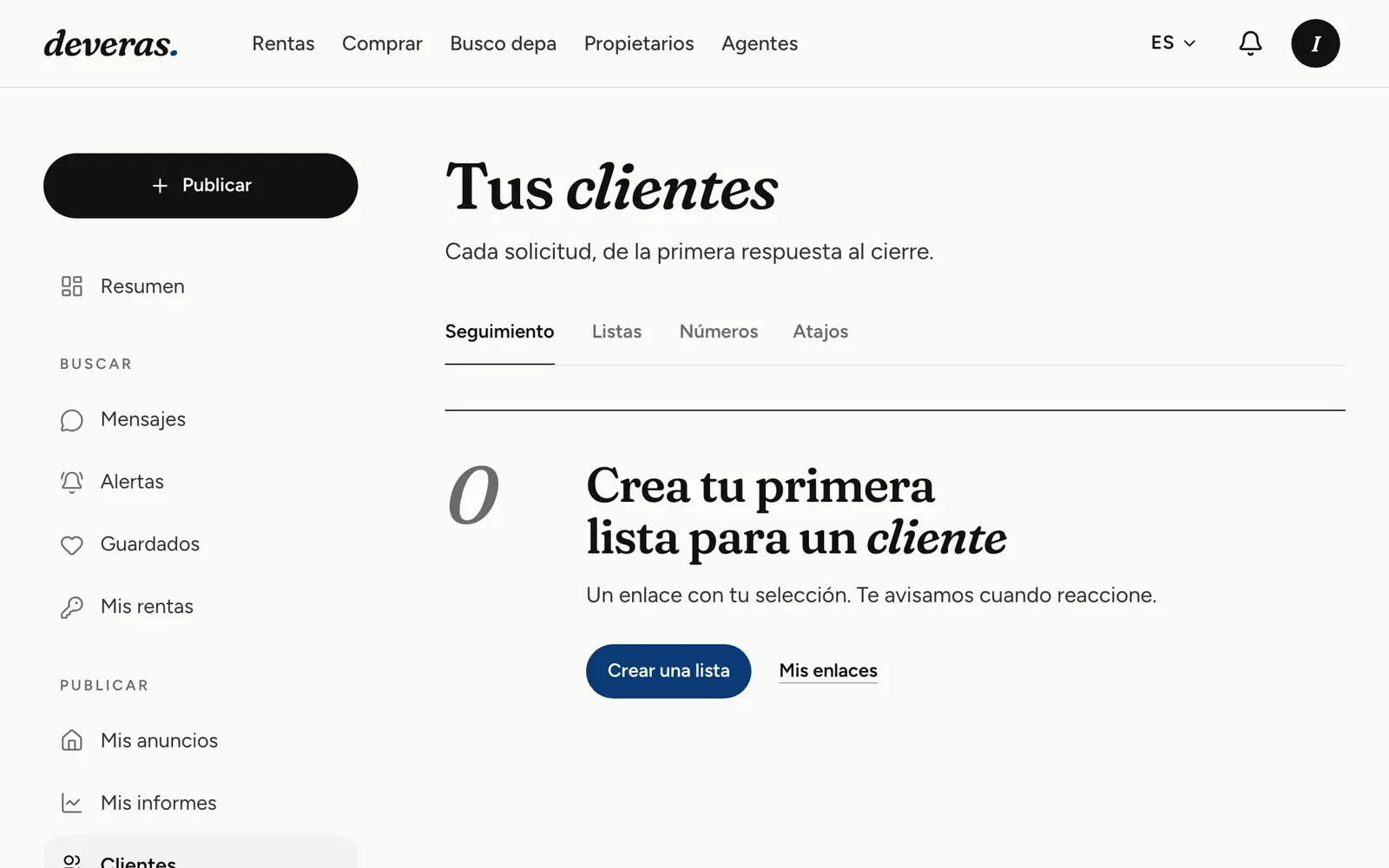 Tablero de seguimiento con las solicitudes por etapa