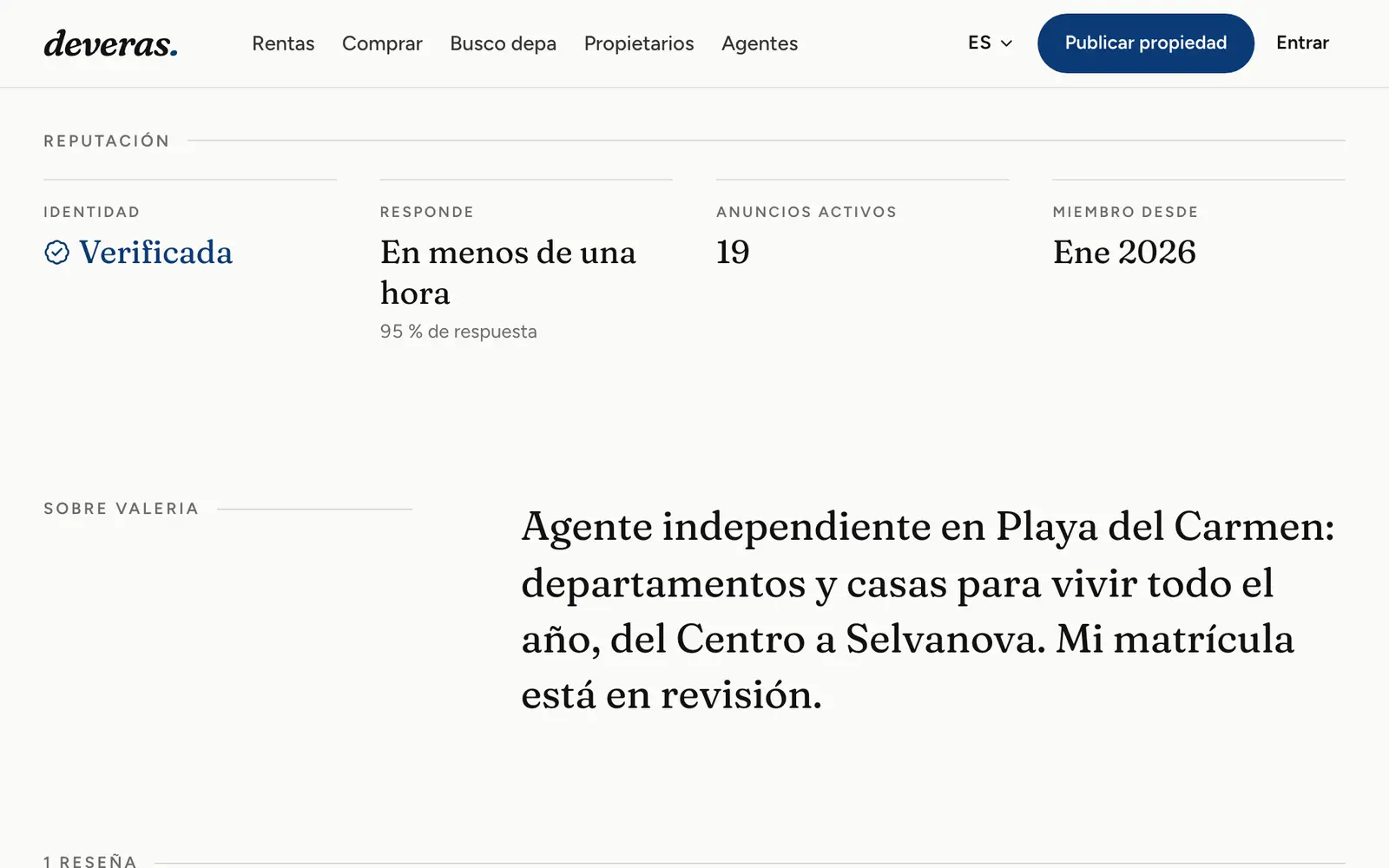 Bloque de reputación de un perfil de agente
