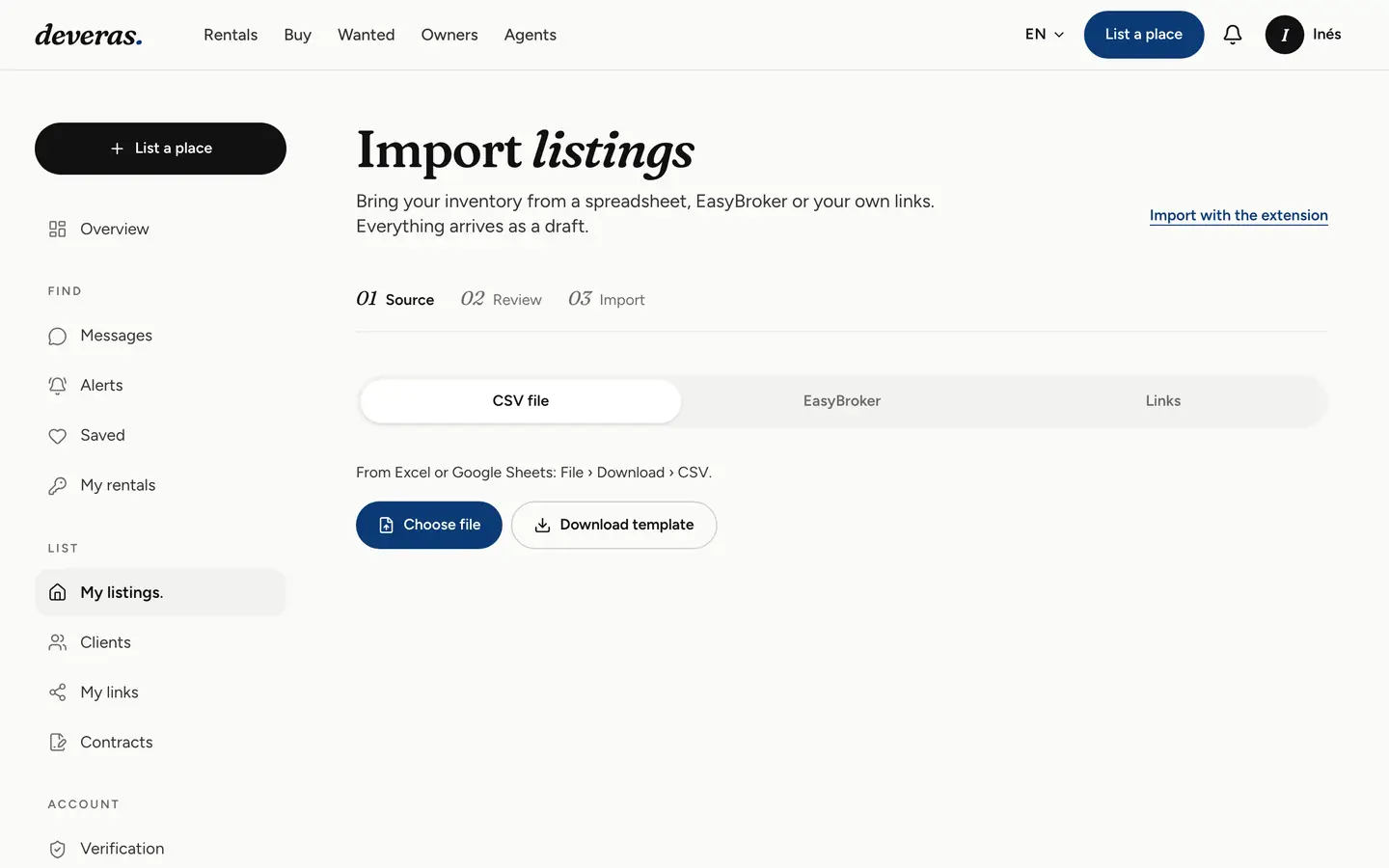Importing listings from a CSV file, EasyBroker or links