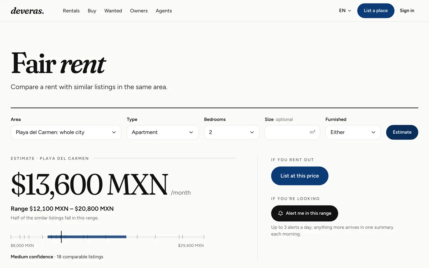 Fair rent: estimate for a 2-bedroom apartment