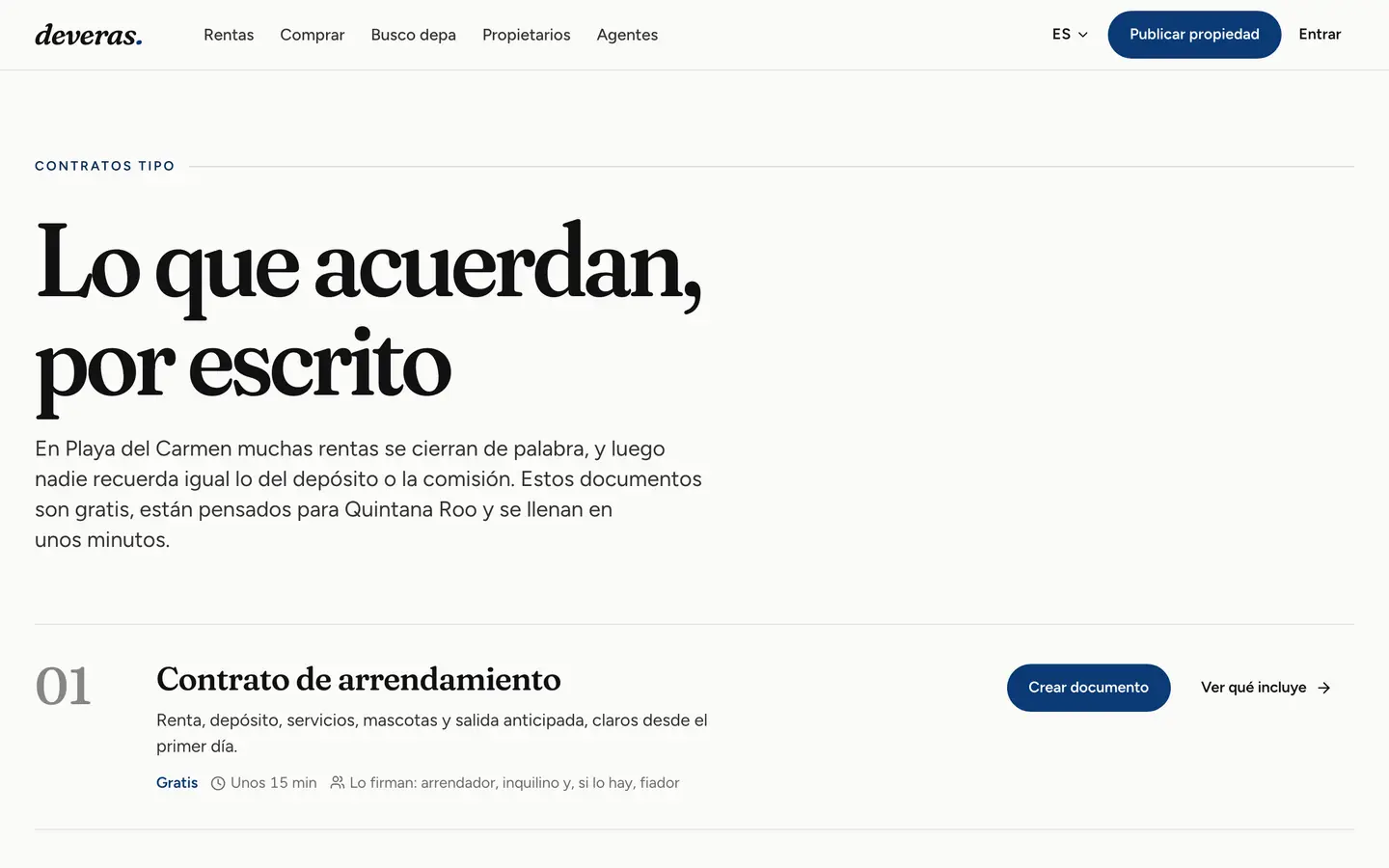 Los contratos tipo de Deveras: arrendamiento, comisión, apartado e inventario